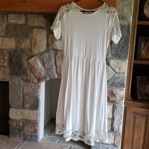 ASOS maternity white scatter dress with lace